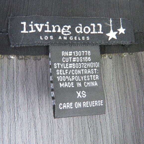 Urban Outfiters Living Doll Black Sheer Blouse Sequin Collar XS - Picture 4 of 5